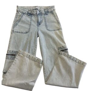 RE Generation Celebrity Pink Y2K Low Rise Cargo Wide Leg Jeans Blue Size 3 (26)